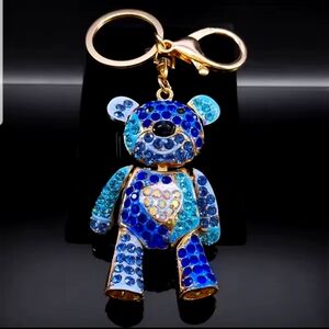 CuteSweet Colorful Full Crystal Big Bear KeyChain  Rhinestone Bag Accessories